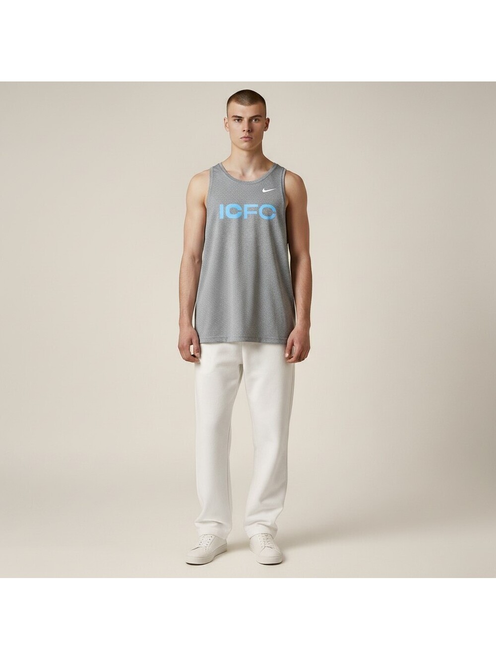 Nike Activewear Tank Men L Large Gray Sleeveless Racerback The Nike Tee Dri Fit
